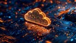 © Arslan - Glowing cloud symbol resting on a detailed circuit board with orange and blue light effects around it