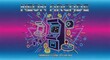 © FamousDesignMarket - Neon Arcade Game Illustration with Coins and Joysticks