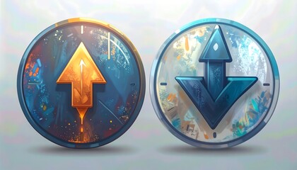 Digital Coins Up/Down Icons