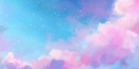 Canvas Print - pastel pink and blue sky pixel art abstract background