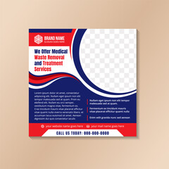 we offer medial waste removal and treatment services social media cover or web banner design templat