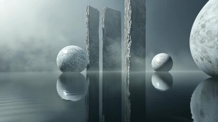 Abstract Stone Structures on Water.