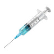 © Nasima - Medical syringe filled with blue liquid and sharp needle isolated on black