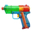 © jahidmoon026 - Colorful translucent plastic toy water gun with bright green blue and red sections isolated on transparent background