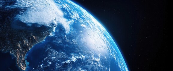 earth from outer space showcasing vibrant blue oceans, fluffy white clouds, and distinct landmasses 