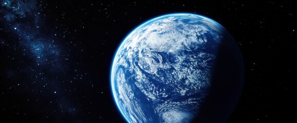 earth from outer space displaying vibrant blue oceans, swirling white clouds, and the planet's curva