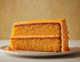 Wall Mural - slice of orange velvet cake on a plate
