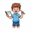 © Anita - Cartoon boy holding book and pencil for education concept