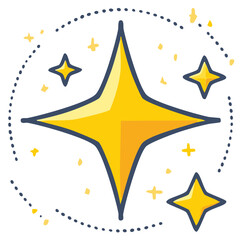 Wall Mural - sparkling starburst with smaller stars and dotted circle illustration