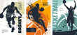 © Nadin_Koryukova - Set of posters dedicated to basketball in Grunge silhouette style