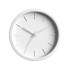 a clean, minimalist white clock faces a viewer