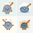 © Food and drink - Frying Pan mixed cute cartoon characters, colorful vector illustration, happy playful style.