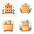 © Food and drink - Nightstand mixed cute cartoon characters, colorful vector illustration, happy playful style.