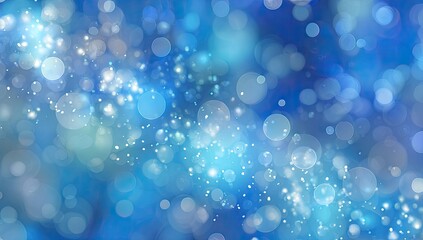 Abstract bokeh background of swirling blue and white circles with sparkling light