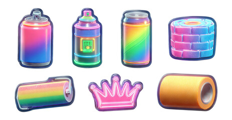 Colorful Clipart Set of Isolated Objects on Transparent Background