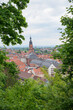 view to the old town of Heidelberg with Heiliggeistkirche church from above