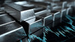 © 288 Studio - Silver bars on price increasing chart. Concept of silver price increasing, economy demand
