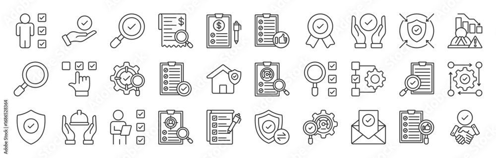 Inspection line editable icon set Collection. editable stroke. Vector ...