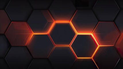 Abstract hexagon pattern with glowing lines