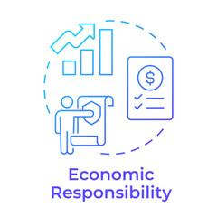 Wall Mural - Economic responsibility blue gradient concept icon. Financial duty of company. Type of corporate social liability. Round shape line illustration. Abstract idea. Graphic design. Easy to use in booklet