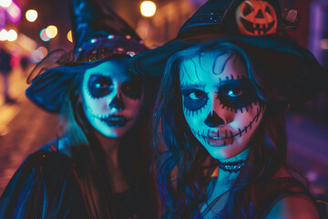 Wall Mural - AI generated picture of a mysterious scary character in spooky halloween night