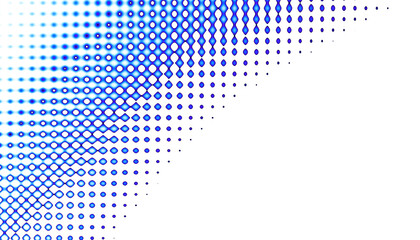 Wall Mural - Abstract blue halftone graphic with geometric shapes and a textured background design. Overlay png transparent background