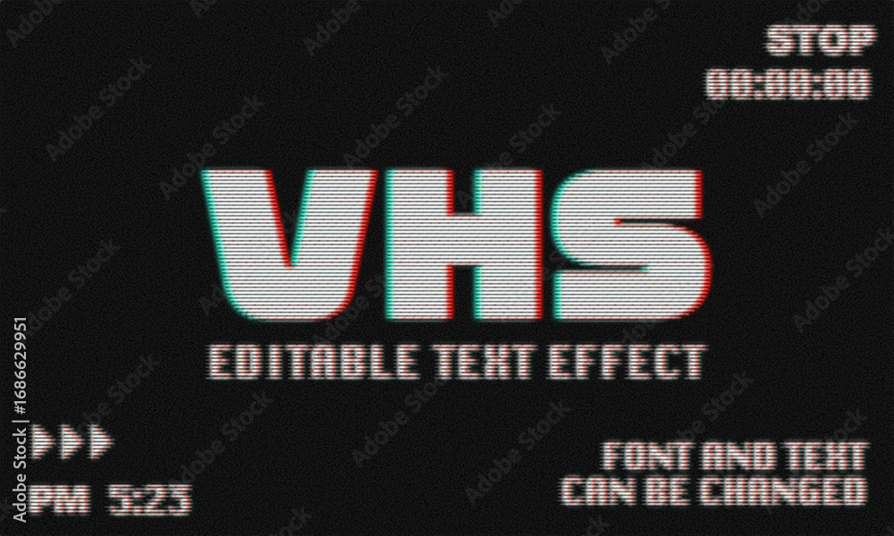 CRT Screen Text Effect, Retro VHS Glitch Typography, Vintage Old TV ...