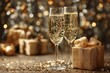 © Art_You - Elegant champagne glasses and gift box with a festive golden theme