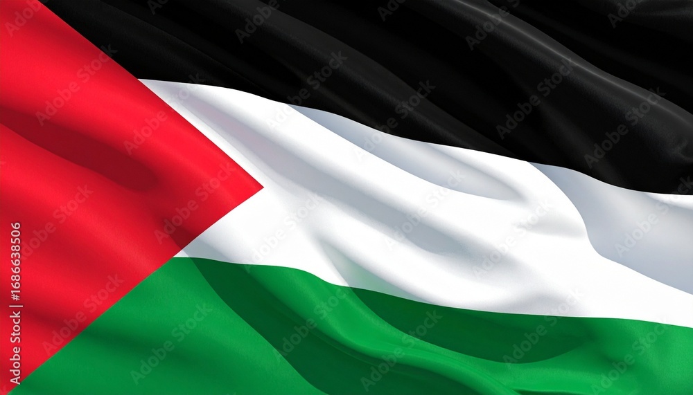 Palestine national flag with black-white-green horizontal stripes and ...