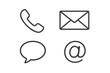 © Trina - Contact us icons set. Communication methods symbols collection. Phone, email, message, and address signs. Simple vector line art for web and business. Minimalist pictogram outline.