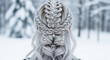 © RINA - Intricate braided hairstyle with silver adornments in a serene winter landscape