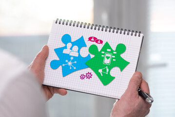 Wall Mural - Social networking concept on a notepad