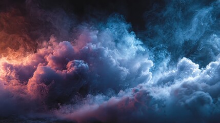 Wall Mural - Dramatic formation of white clouds against a dark background, illuminated with grey light in abstract sky environment