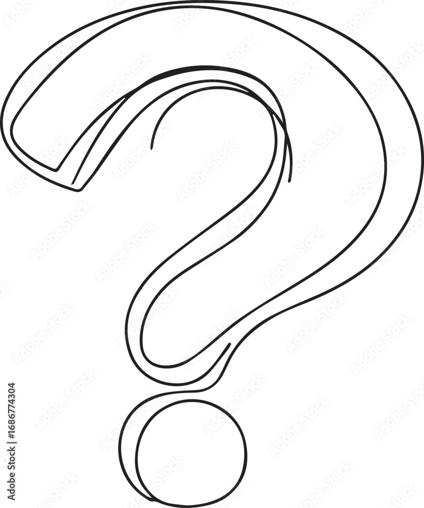 Question mark vector one line drawing illustration Stock Vector | Adobe ...