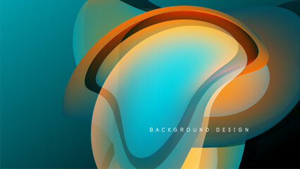 Wall Mural - abstract fluid shapes blend, creating dynamic colorful composition. smooth gradients, modern design,