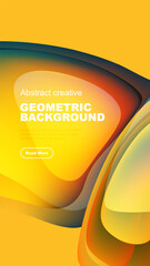Wall Mural - abstract geometric background features vibrant orange, yellow hues. overlapping shapes create dynami
