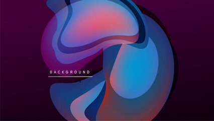 Wall Mural - abstract fluid shapes blend vibrant purple, blue hues. dynamic composition creates modern background