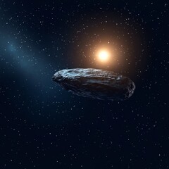 Wall Mural - asteroid drifting through the cosmic depths, surrounded by a field of distant stars in space