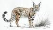 © Spike - Illustration of a lynx standing in a grassy area, depicted with detailed fur and markings.