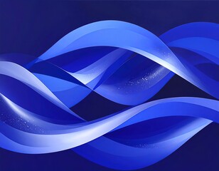 Wall Mural - abstract blue waves with light effects on a dark blue background creating a modern and stylish desig
