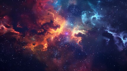 Wall Mural - Deep space starfield, colorful nebula clouds, glowing stars, high-resolution astronomy background.
