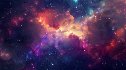 Wall Mural - Deep space starfield, colorful nebula clouds, glowing stars, high-resolution astronomy background.