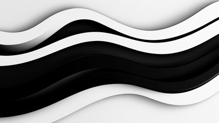 Wall Mural - Elegant Modern Wavy Layers in Contrasting Black and White, Abstract Background for Creative Designs