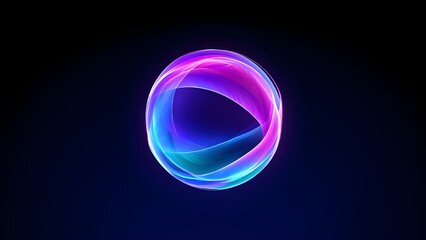 Glowing vibrant particle 3d sphere in the Universe. Abstract technology, science, engineering, and artificial intelligence background. Wave energy orb. Virtual assistant concept