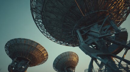 large satellite dishes under sky