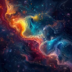 Wall Mural - Surreal cosmic abstract background with glowing galaxies, vibrant colors, dreamy space art.