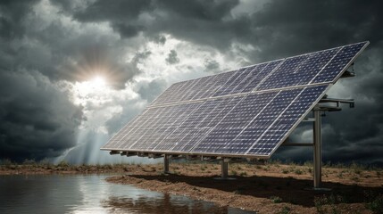 solar panels stormy sky energy