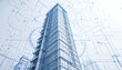 © khubaib Ali - Modern skyscraper design with architectural blueprint and detailed construction plan