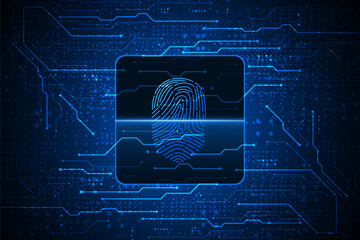 scan fingerprint, Cyber security and password control through fingerprints, access with biometrics identification