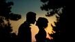 © wu - Emotional wedding moment captured as silhouettes against dusk sky, great for wedding albums, venue promotions, or timeless love concepts.